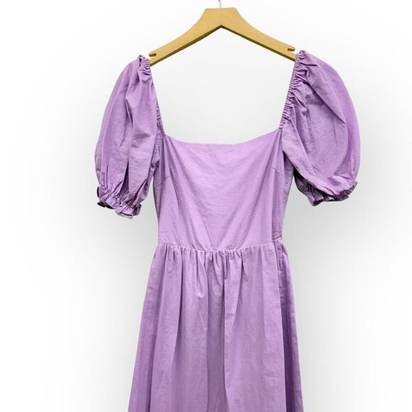 Charlie Holiday Puff Sleeve Backless Cotton/Linen Paris Maxi Dress Lilac size 4 - Picture 6 of 10